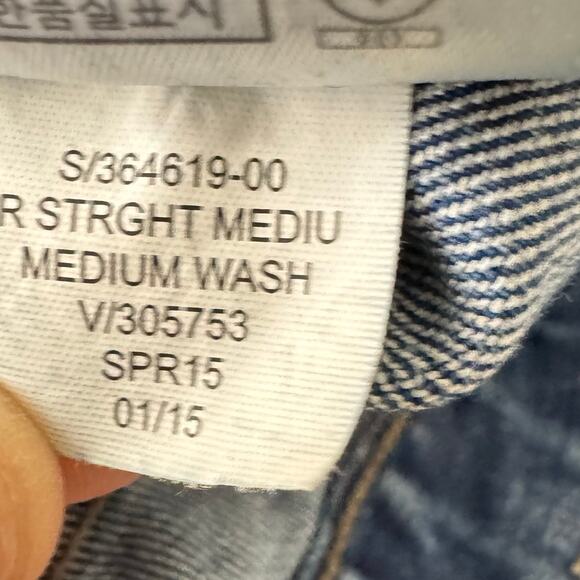 Gap 1969 Real Straight Distressed  Low Rise Medium Washed Jeans Size 27 - Picture 9 of 9